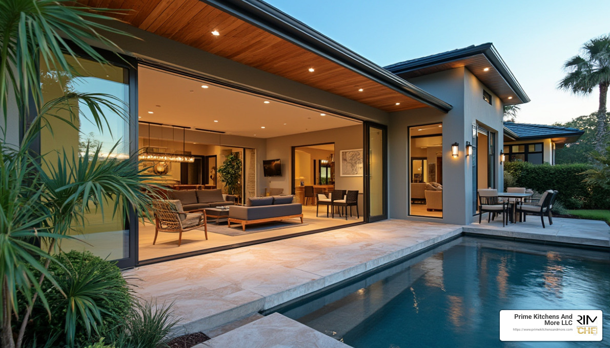 indoor-outdoor living area in Orlando home - home renovation orlando fl