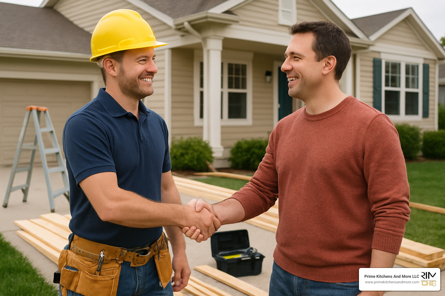 contractor shaking hands with homeowner - home remodeling companies