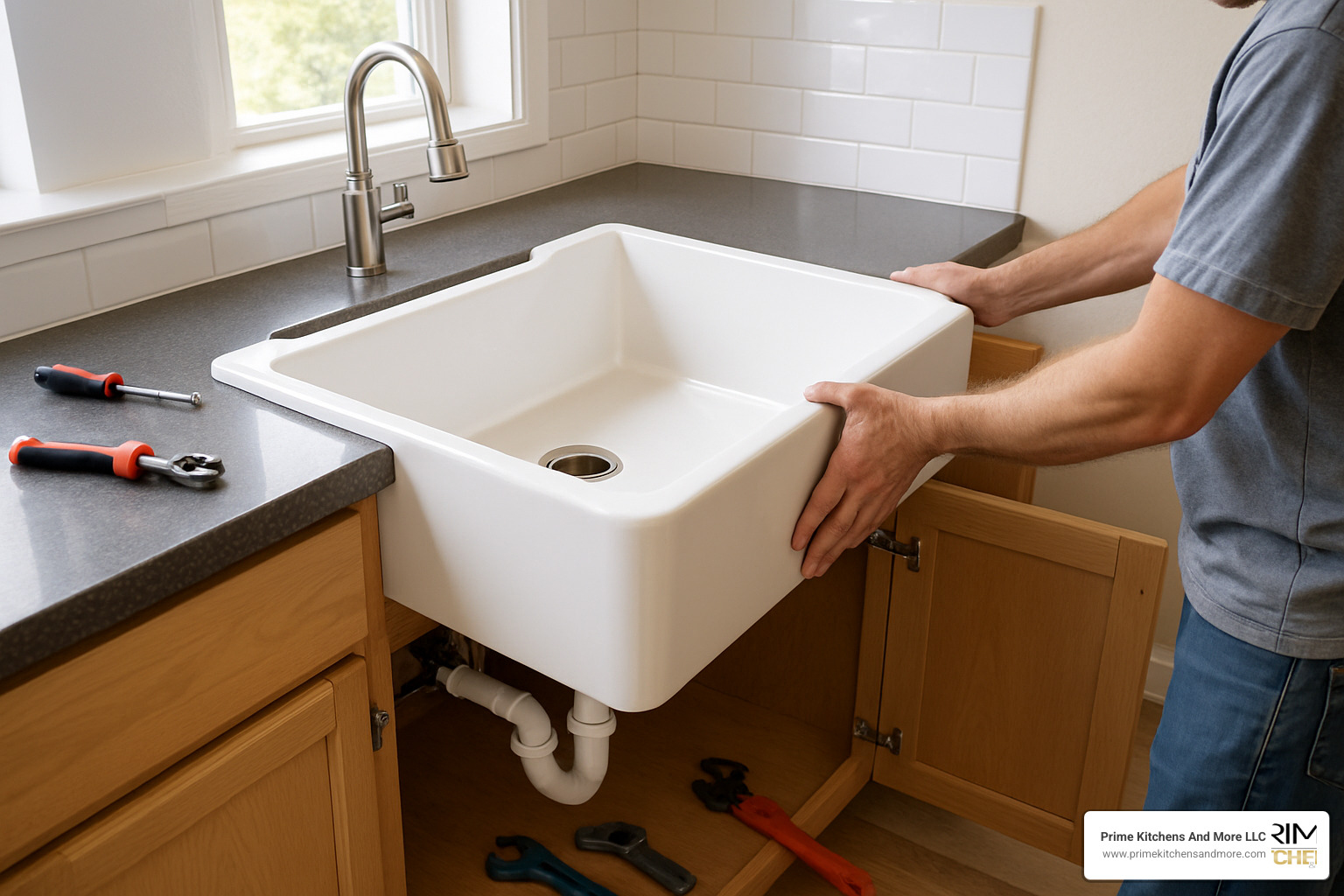 corner sink installation in progress - corner sink kitchen remodel