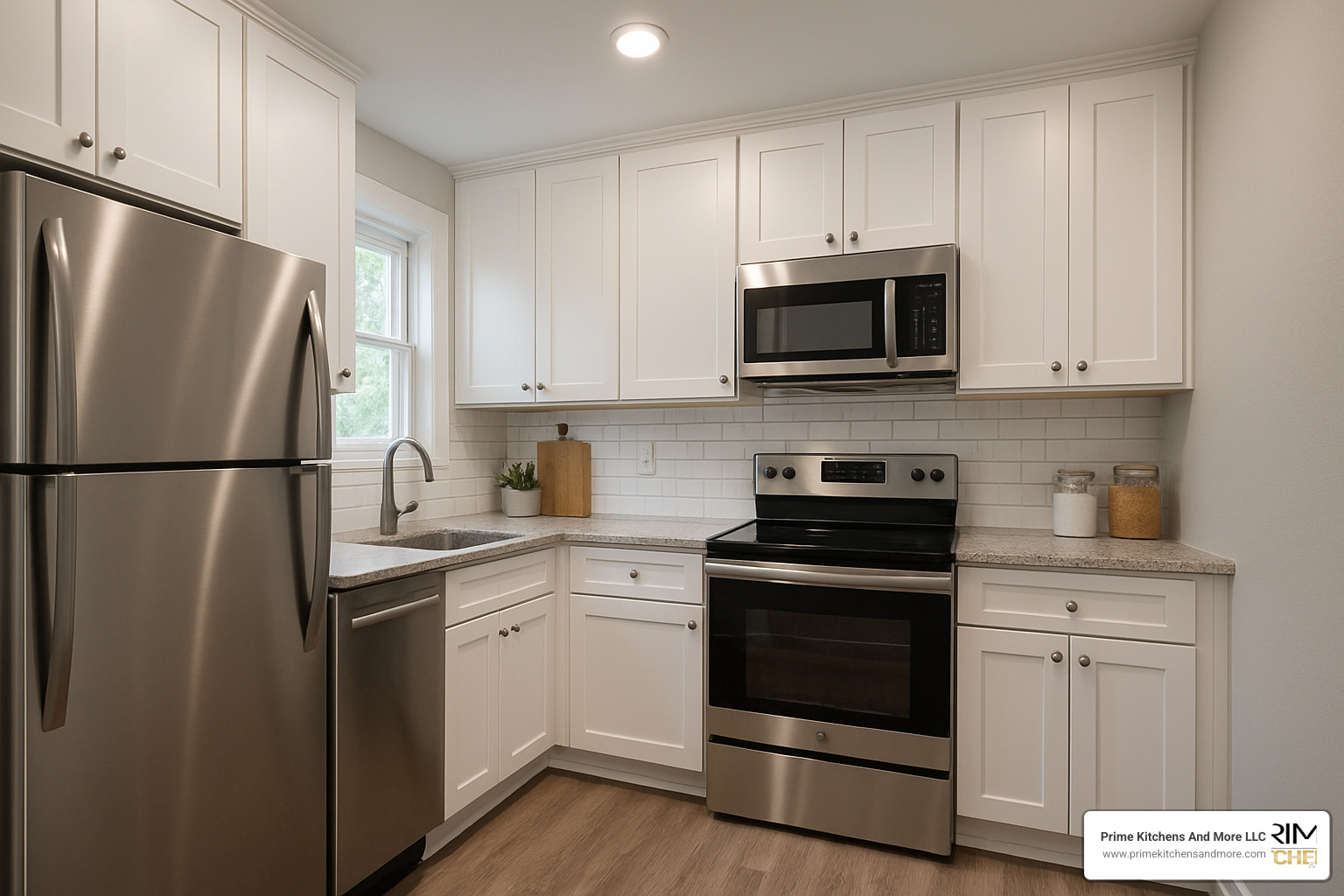 U-shaped small square kitchen layout with efficient work triangle - small square kitchen remodel ideas