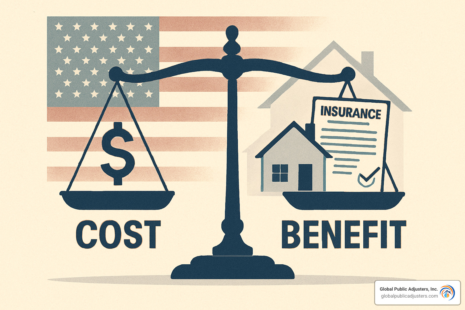 Scale showing cost-benefit analysis of hiring a public adjuster - public adjuster for home insurance claim Scale showing cost-benefit analysis of hiring a public adjuster - public adjuster for home insurance claim