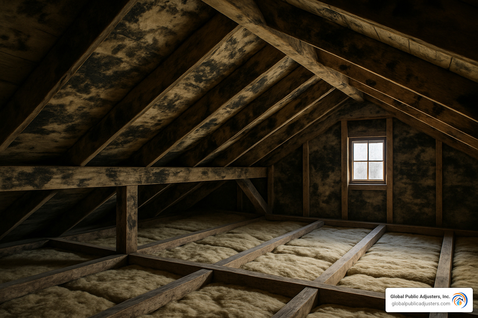 attic mold growth - insurance claims for mold damage