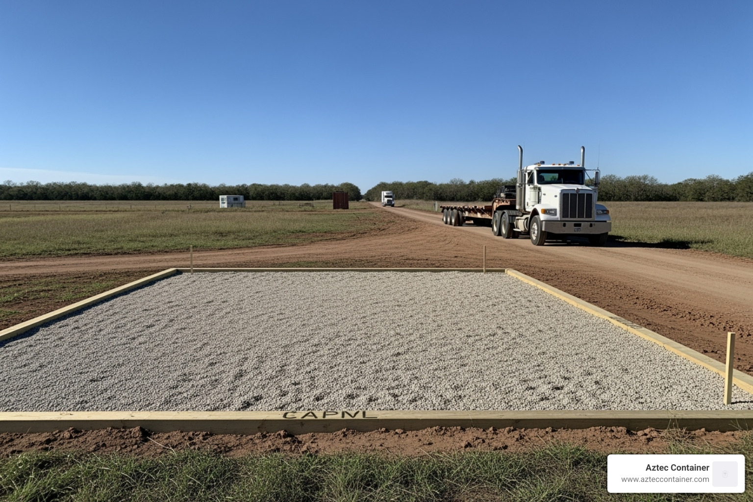 well-prepared delivery site - shipping container truck well-prepared delivery site - shipping container truck