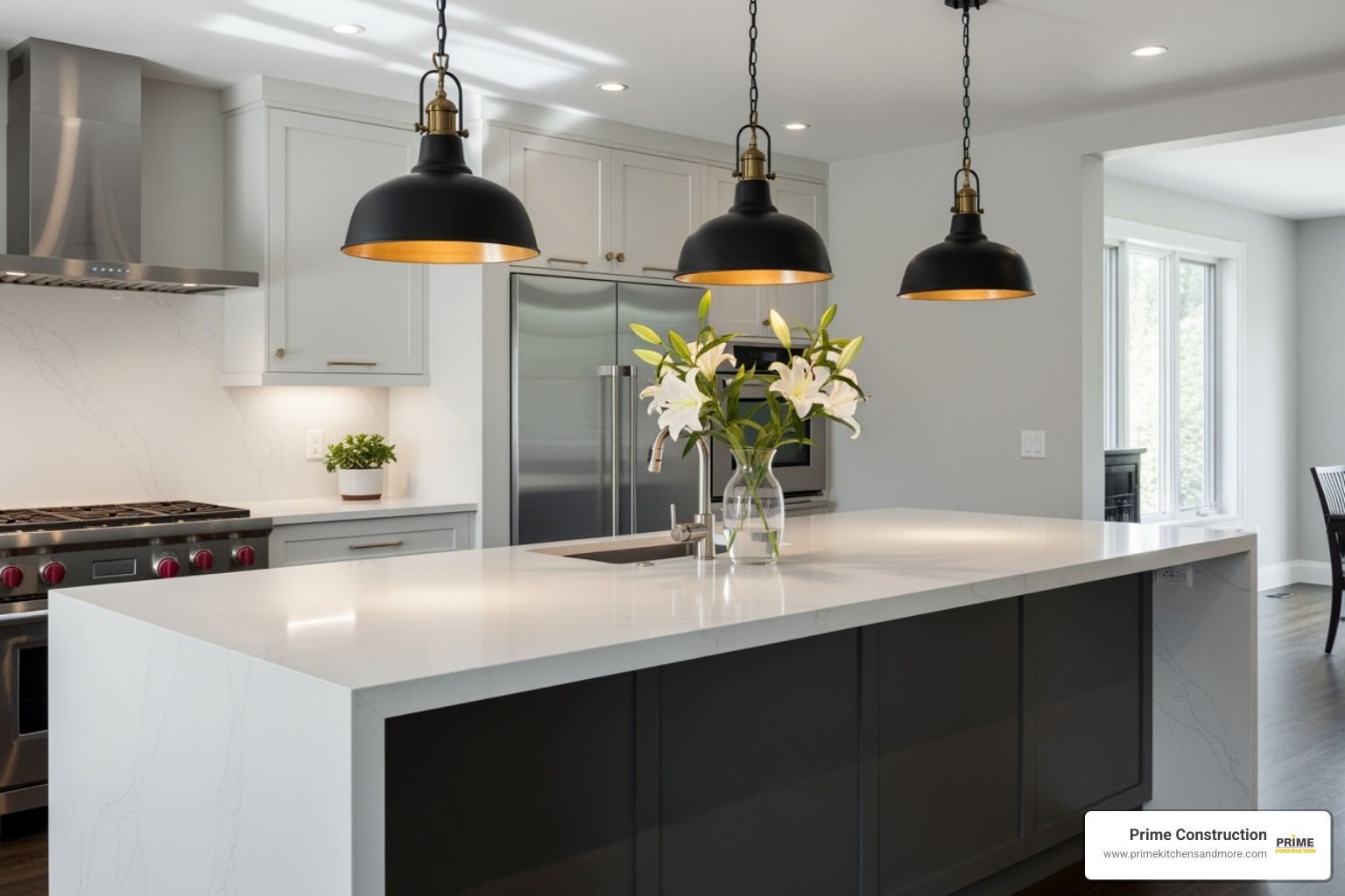 kitchen island with quartz countertops and stylish pendant lighting - kitchen remodel winter park kitchen island with quartz countertops and stylish pendant lighting - kitchen remodel winter park