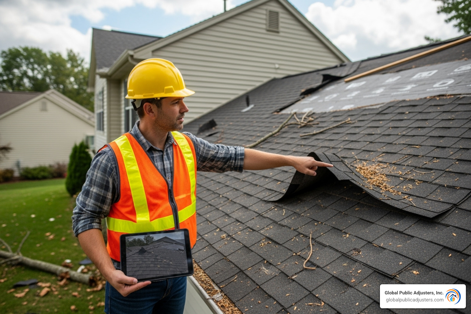 public adjuster inspecting roof damage on a house - public adjuster Pensacola public adjuster inspecting roof damage on a house - public adjuster Pensacola