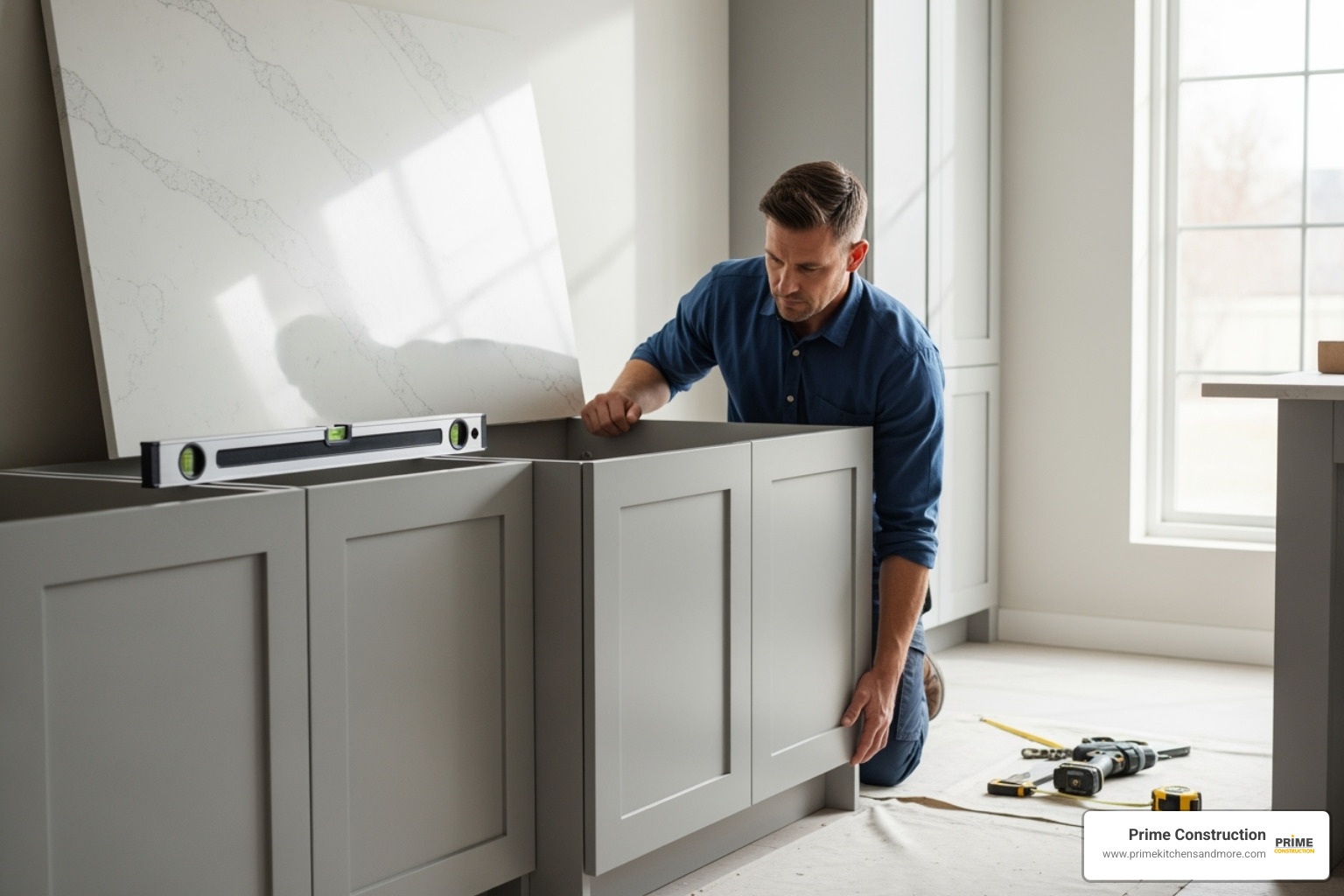 professional installer carefully fitting a new kitchen cabinet - kitchen cabinet replacement apopka fl professional installer carefully fitting a new kitchen cabinet - kitchen cabinet replacement apopka fl