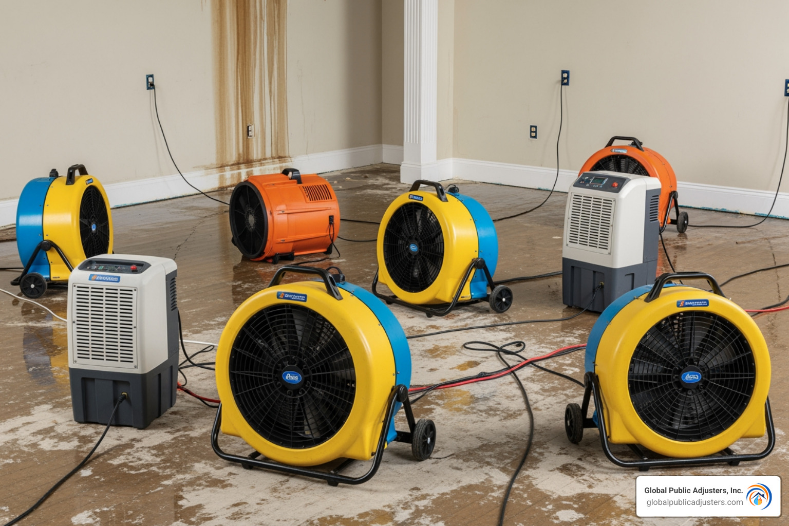 industrial air movers and dehumidifiers in a room - water damage specialist industrial air movers and dehumidifiers in a room - water damage specialist