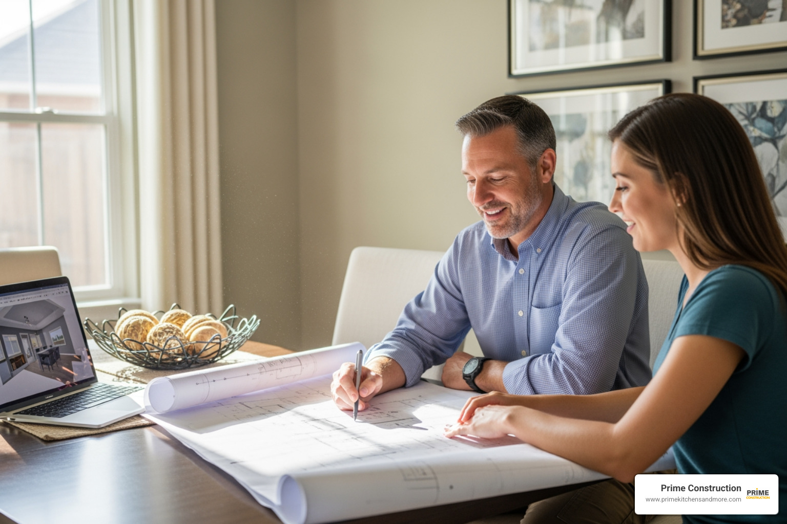 contractor reviewing blueprints with homeowner - contractor kitchen contractor reviewing blueprints with homeowner - contractor kitchen