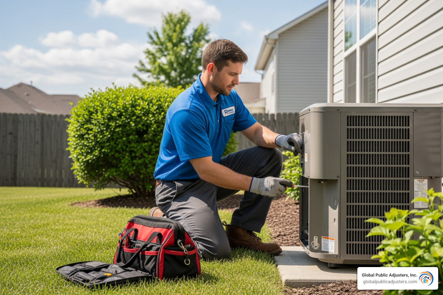 technician performing AC maintenance - ac leak damage technician performing AC maintenance - ac leak damage