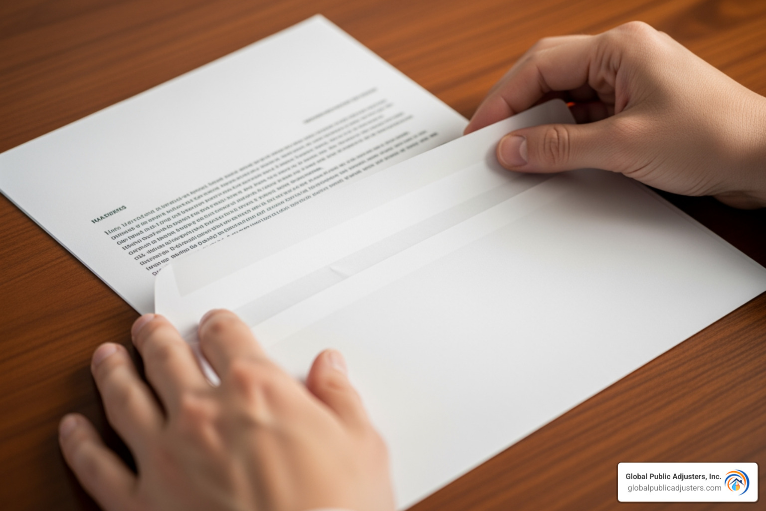 formal demand letter being placed in an envelope - insurance settlement negotiation formal demand letter being placed in an envelope - insurance settlement negotiation