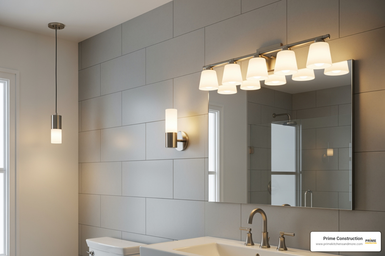A variety of brushed nickel light fixture styles like a vanity bar, a sconce, and a small pendant - bathroom light fixtures brushed nickel A variety of brushed nickel light fixture styles like a vanity bar, a sconce, and a small pendant - bathroom light fixtures brushed nickel