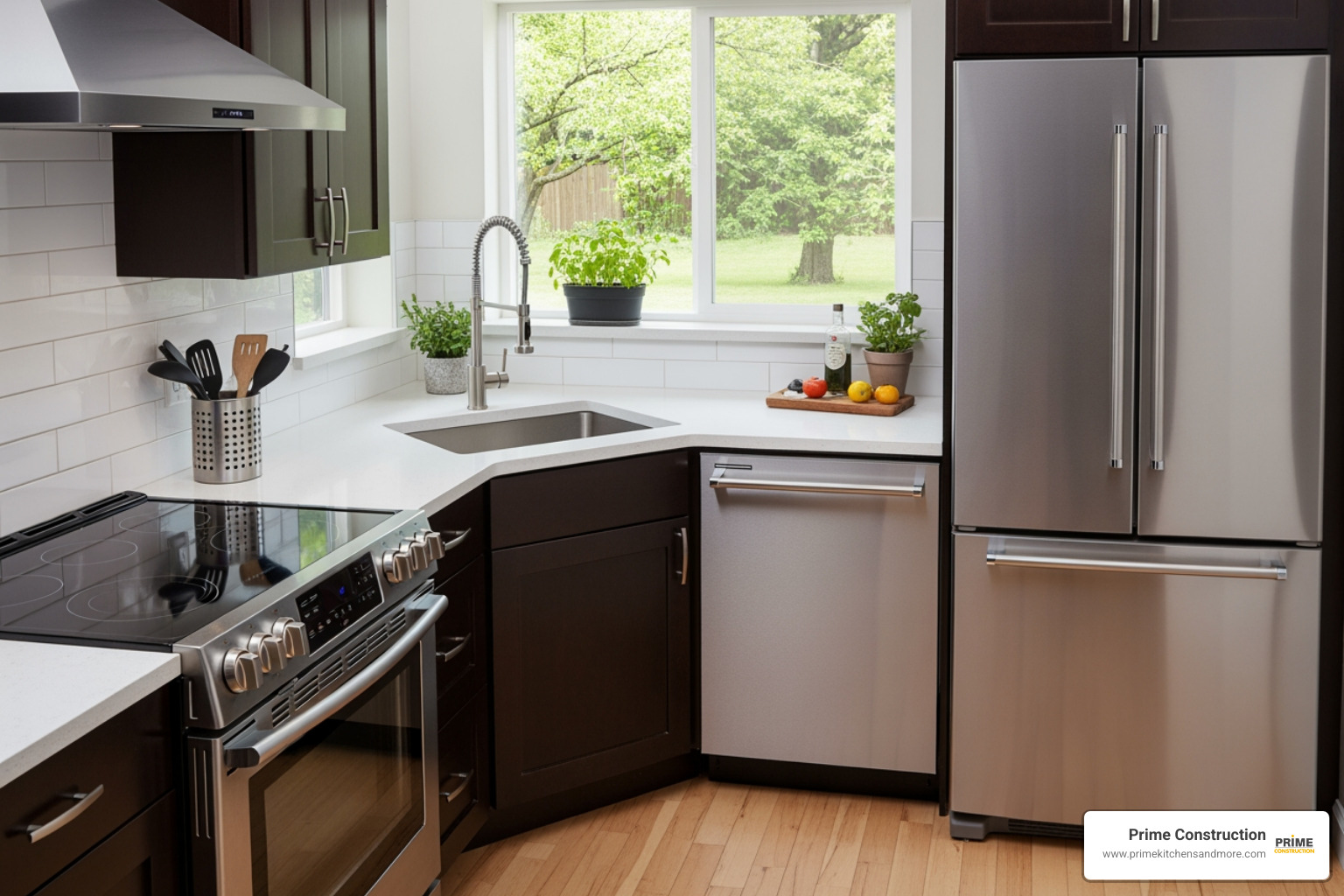 work triangle in a small L-shaped kitchen - fitted small kitchens work triangle in a small L-shaped kitchen - fitted small kitchens