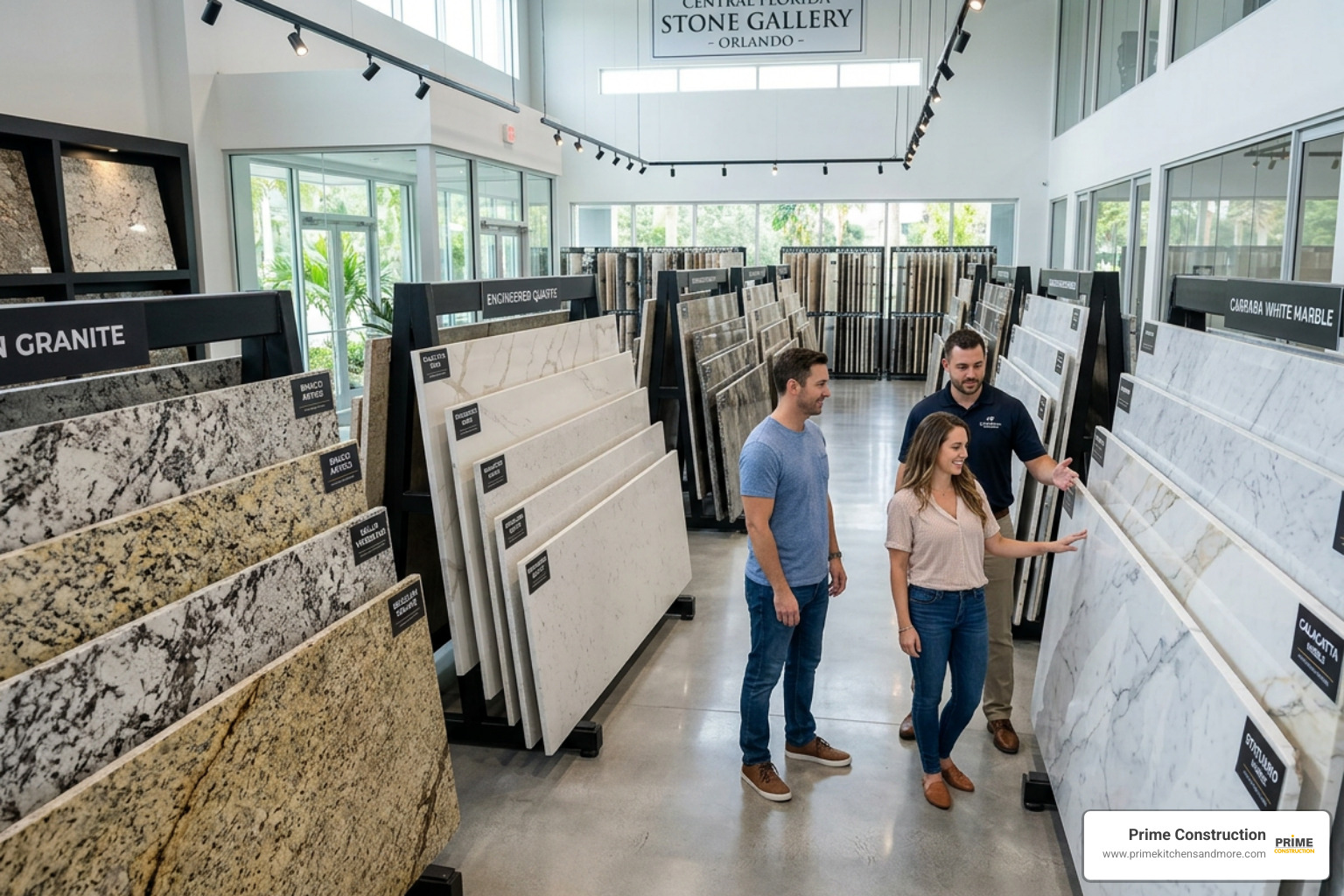 various natural and engineered stone slabs in an Orlando showroom - kitchen countertop in orlando various natural and engineered stone slabs in an Orlando showroom - kitchen countertop in orlando