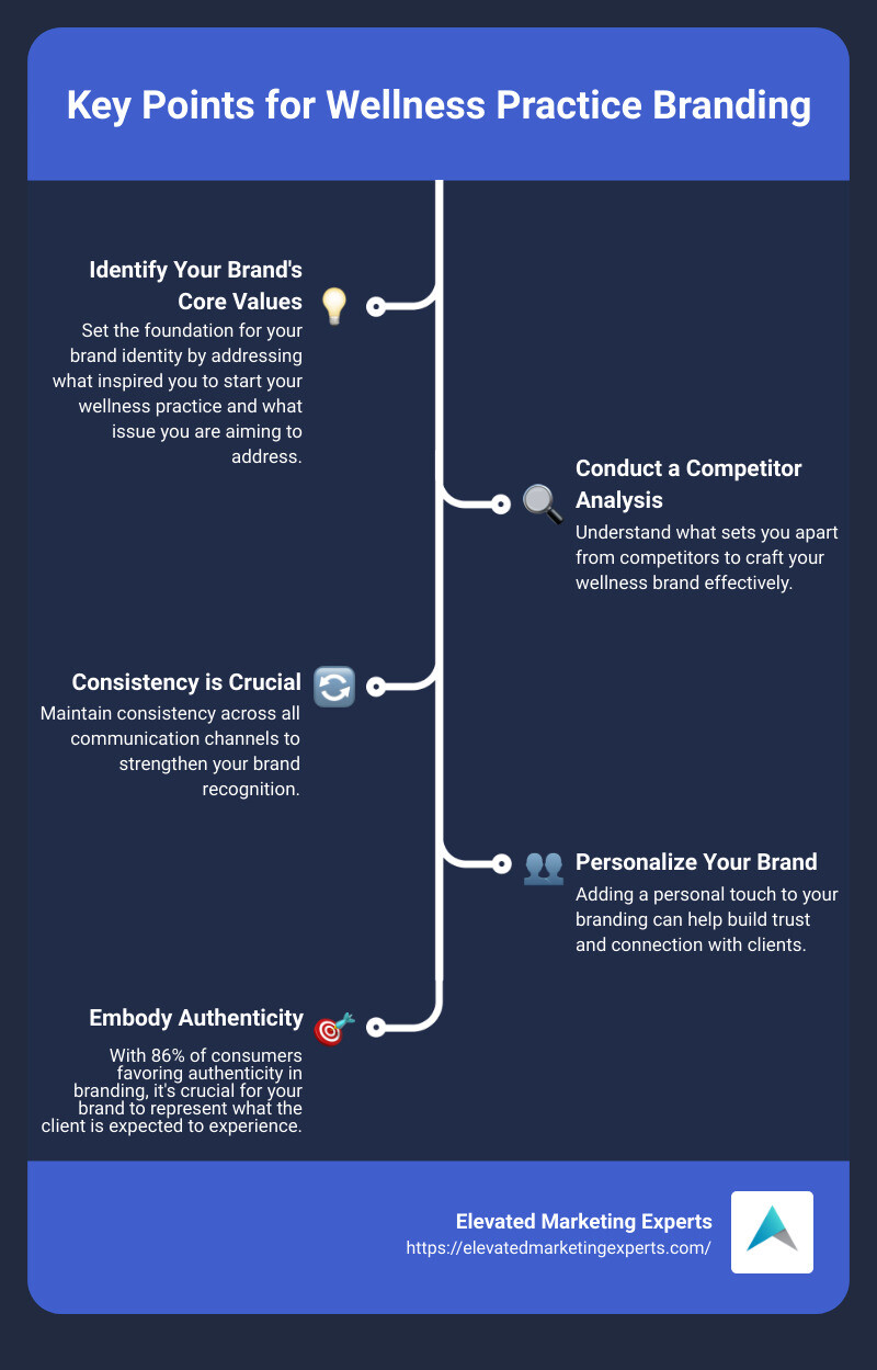 Summary of key points for wellness practice branding - wellness practice branding infographic infographic-line-5-steps
