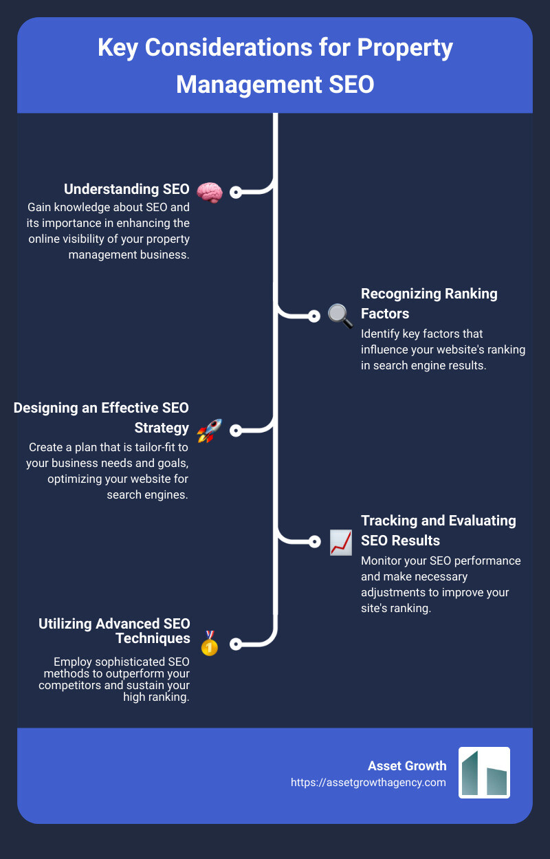 SEO Strategy for Property Management Infographic - property management seo infographic infographic-line-5-steps