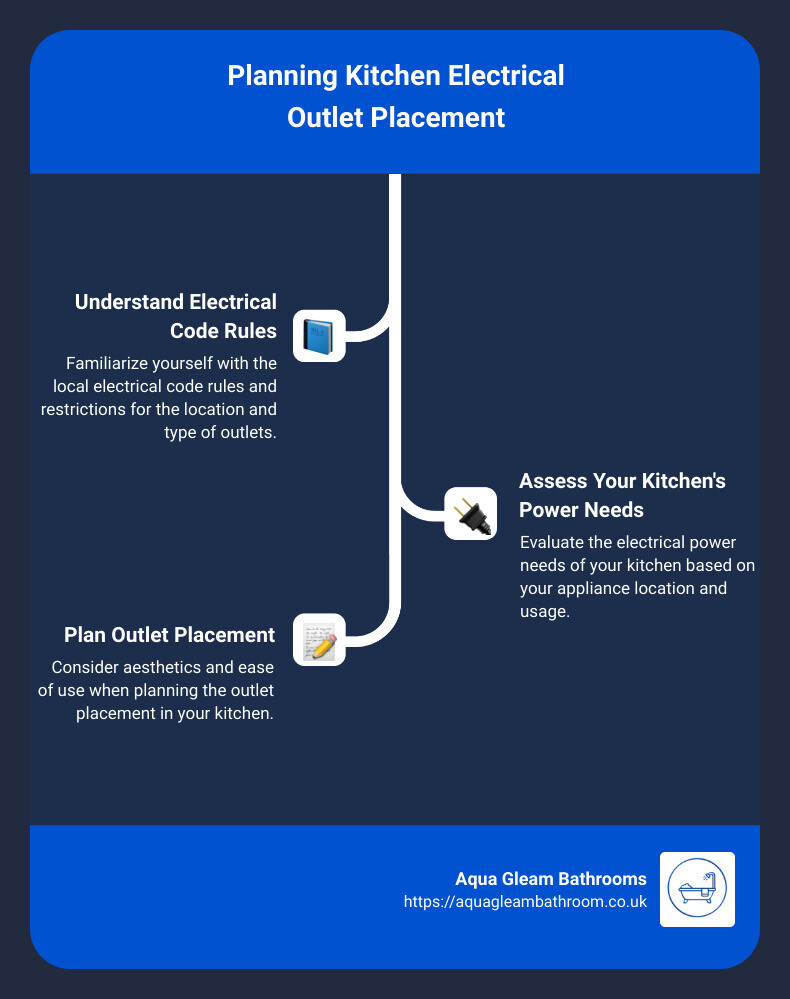 Infographic showing placement of electrical outlets in the kitchen - kitchen electrical outlet placement infographic infographic-line-3-steps