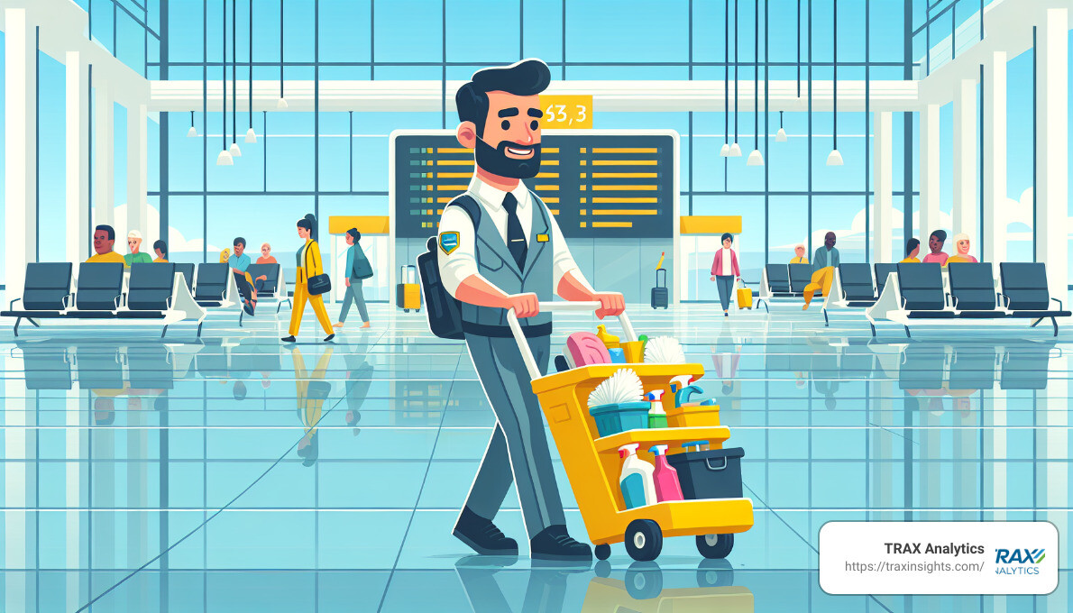 airport cleanliness - custodian monitoring