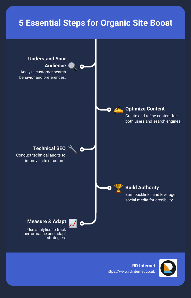 Understanding Organic Traffic - organic site boost infographic infographic-line-5-steps