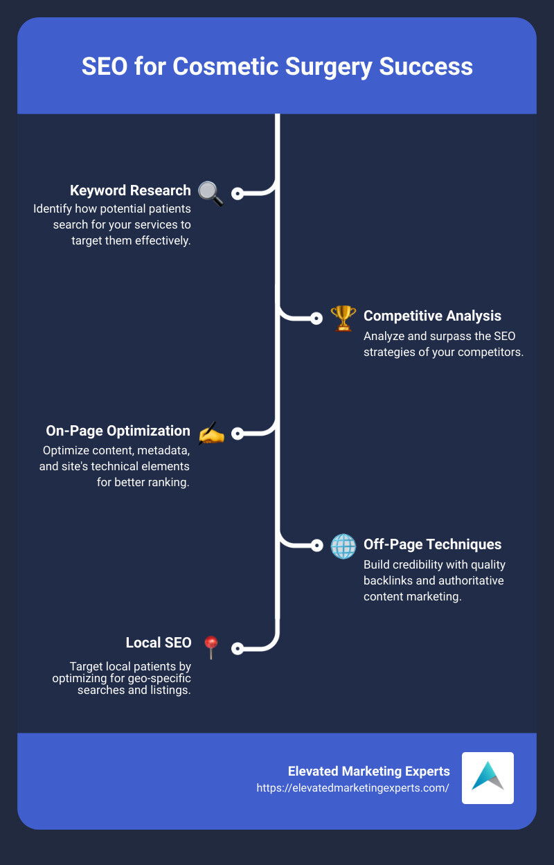 Step-by-step guide to SEO for Cosmetic Surgery Success - seo for cosmetic surgery infographic infographic-line-5-steps