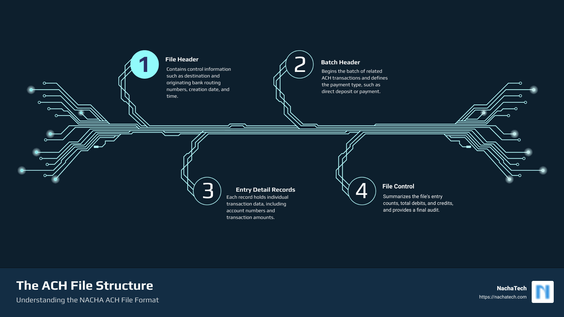 NACHA ACH file format - nacha ach infographic infographic-4-steps-tech