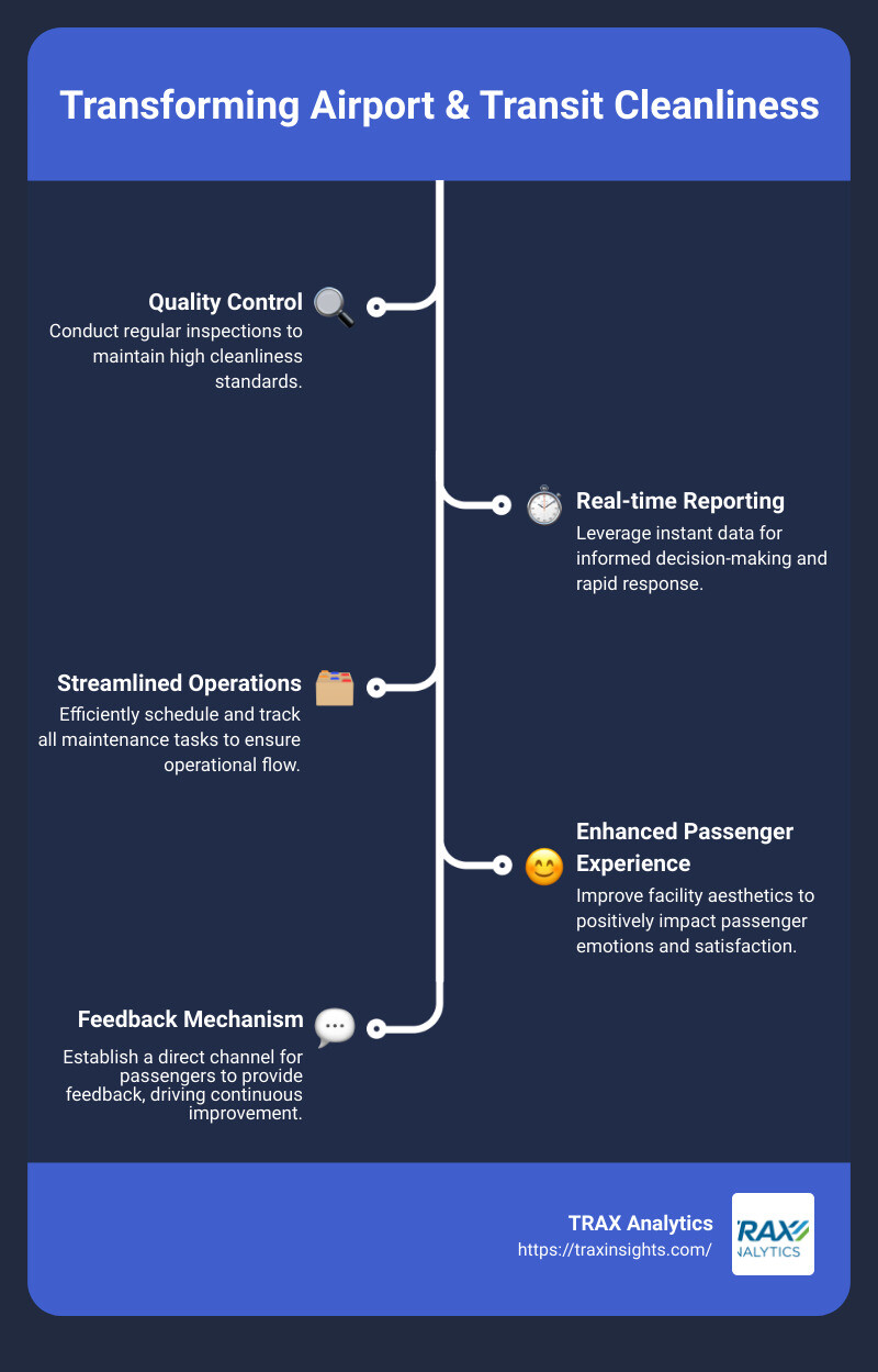Janitorial App Infographic - janitorial app for airports and mass transit infographic infographic-line-5-steps