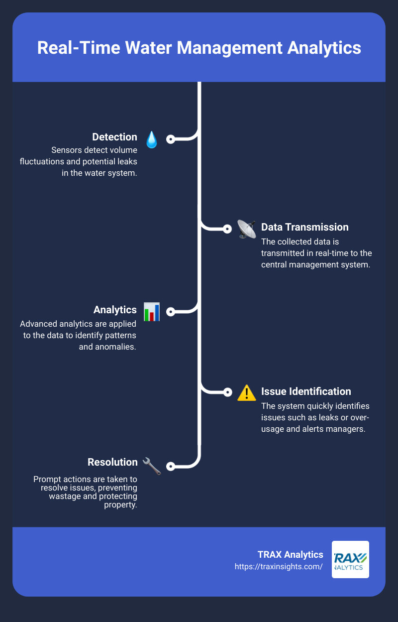 Real-time water management analytics - water smart technology infographic infographic-line-5-steps