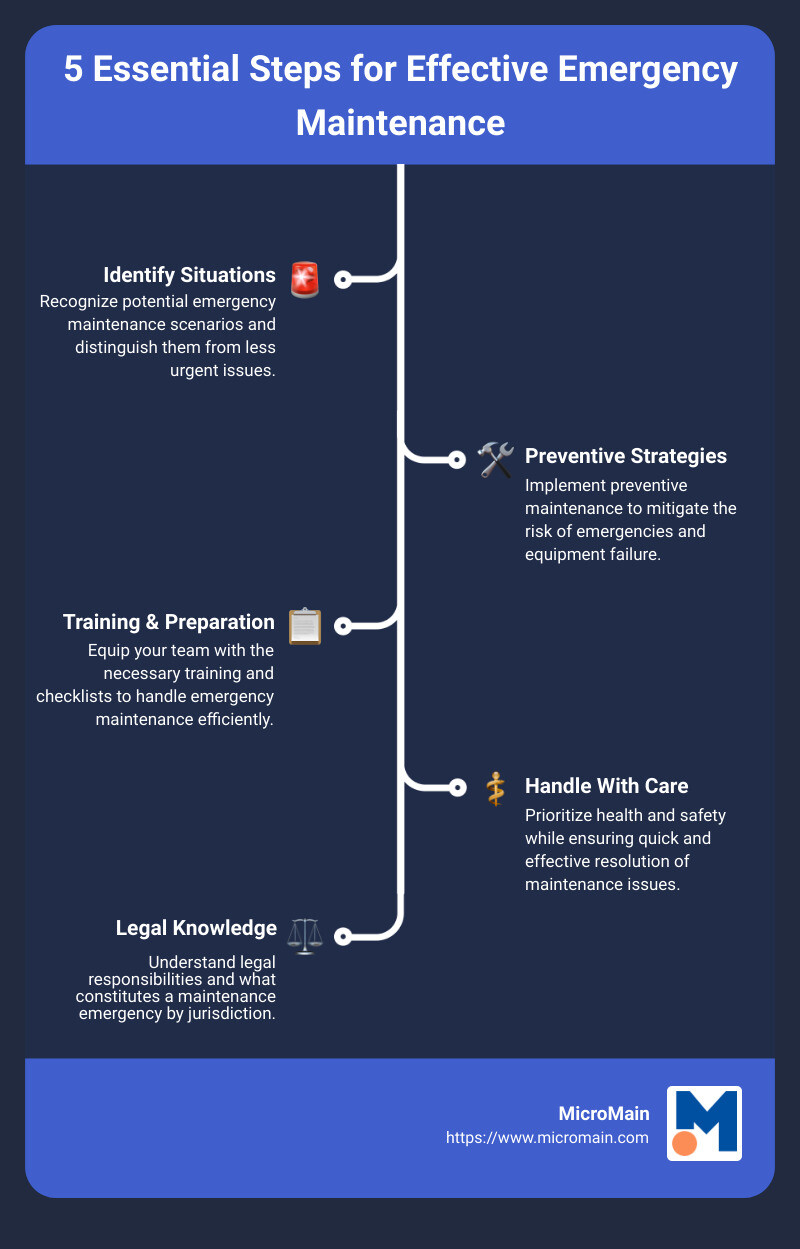 Key aspects of emergency maintenance and steps for handling it effectively - examples of emergency maintenance infographic infographic-line-5-steps