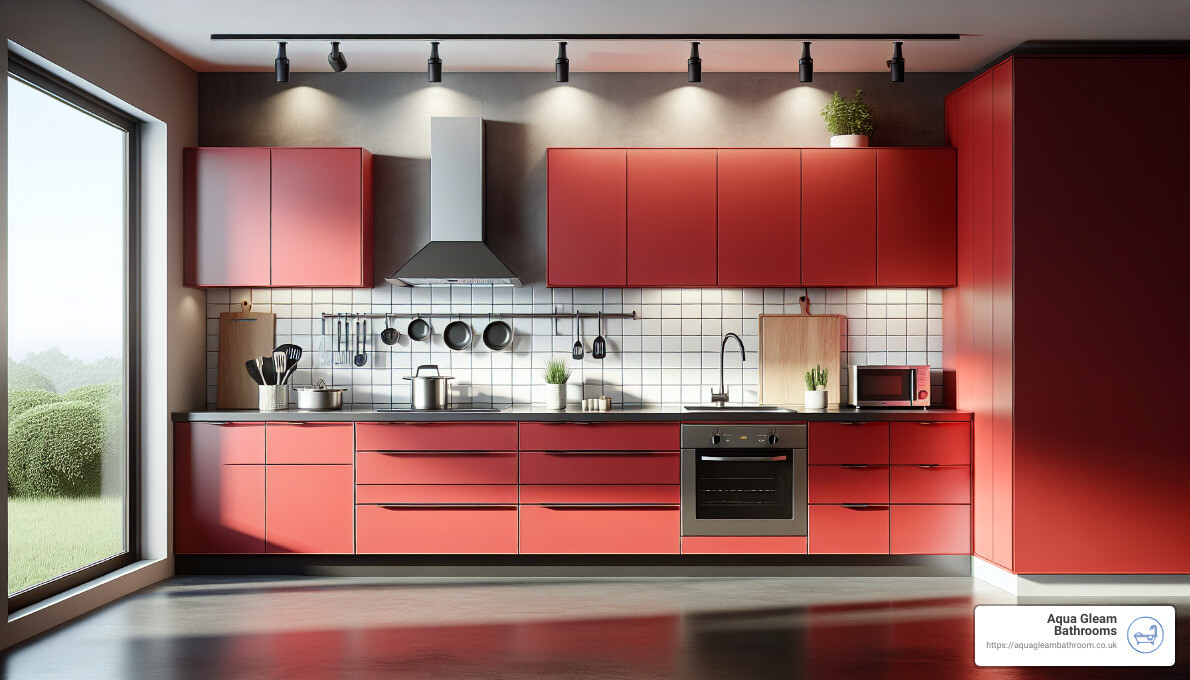 vibrant colored kitchen - bright small kitchen ideas
