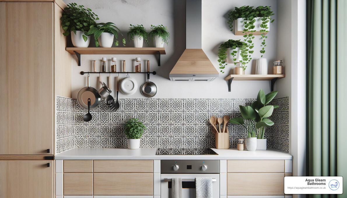 <budget-friendly tiles> - budget small kitchen ideas