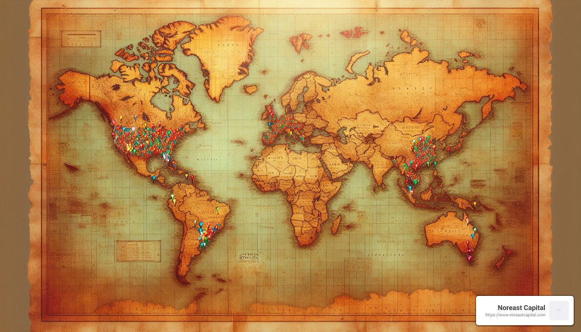 map with pins showing kitchen locations - catering kitchens for rent