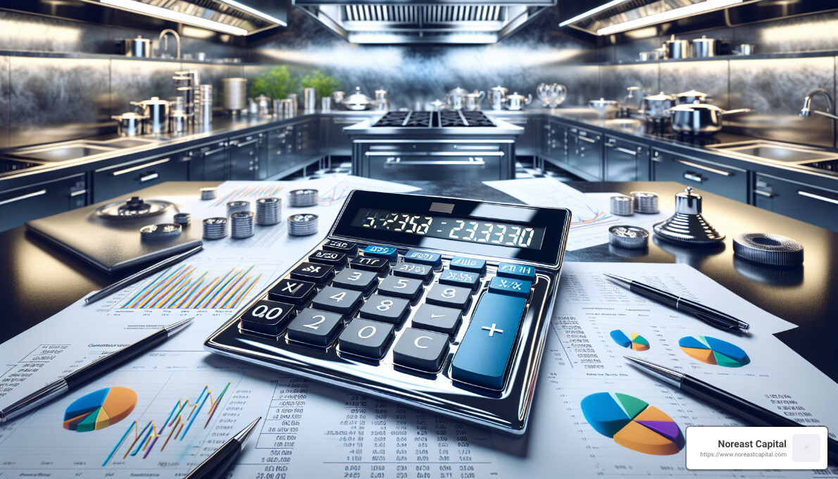 calculator and financial charts - catering kitchens for rent