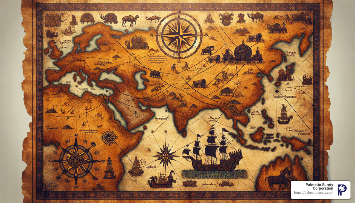 In-depth guide to understanding personal surety 3 Ancient trade routes map to illustrate the historical roots of personal surety - personal surety
