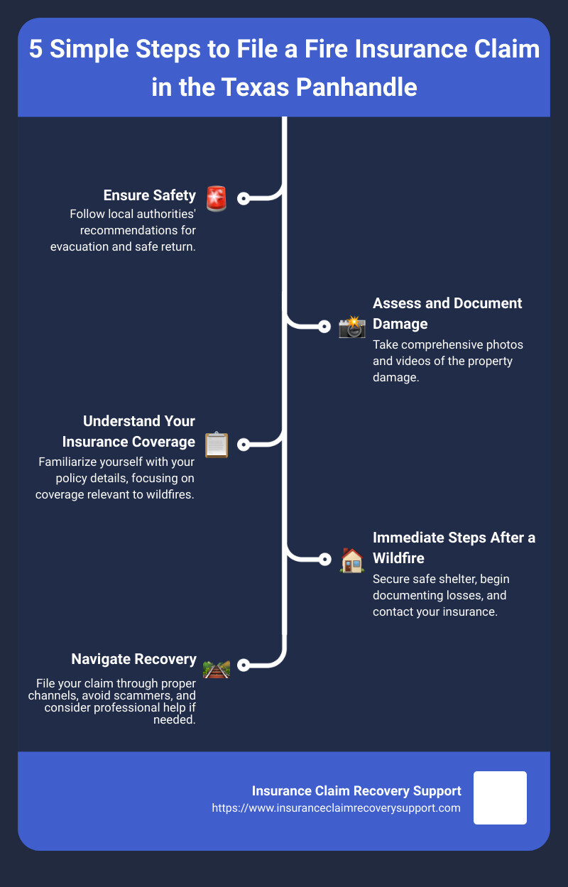 Infographic: 5 Simple Steps to File a Fire Insurance Claim in the Texas Panhandle - Panhandle texas fire insurance claim infographic infographic-line-5-steps