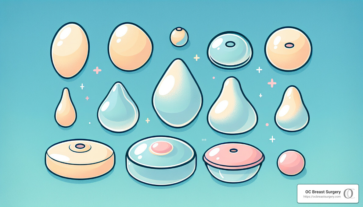 Various Types of Breast Implants Displayed - breast enlargement implant