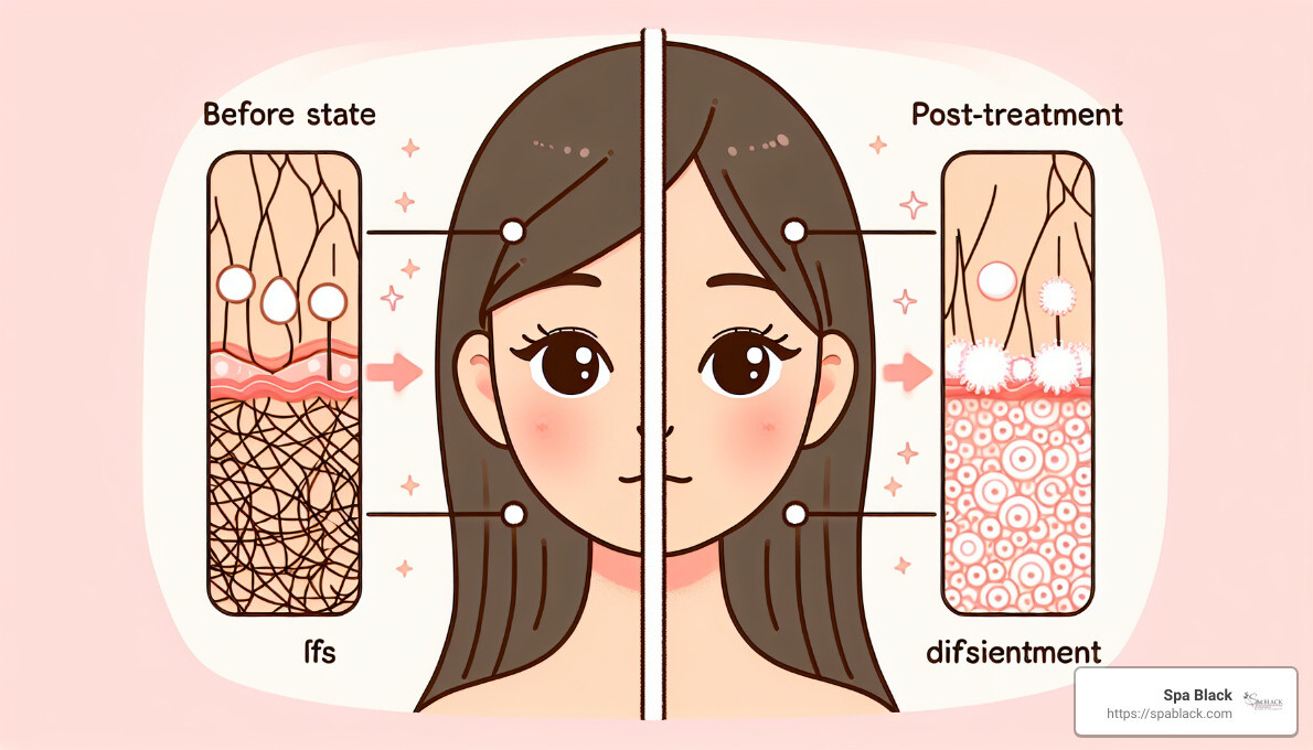 Collagen fibers before and after IPL treatment, showing significant improvement in skin structure and firmness - is ipl good for wrinkles