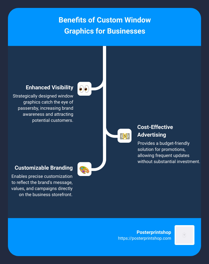 Details and benefits of using custom window graphics for business enhancement - custom window graphics infographic infographic-line-3-steps