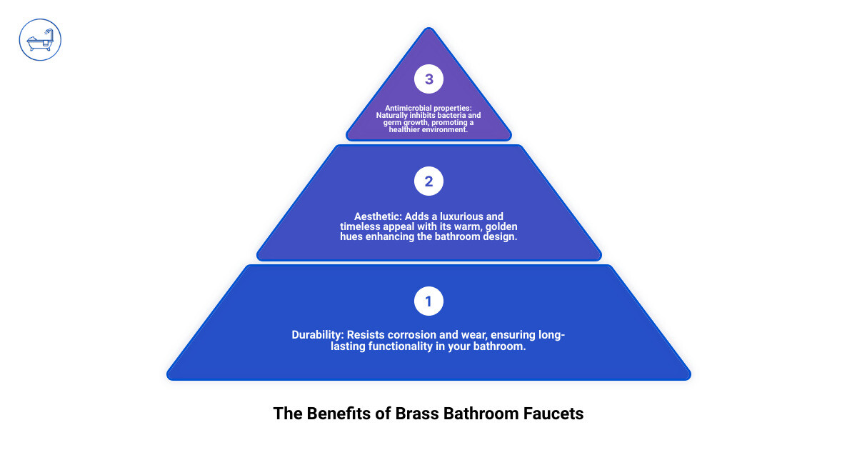 Detailed infographic on the benefits of brass bathroom faucets showing images of different styles, their resilience, germ resistance, and a pie chart on customer satisfaction rates - brass bathroom faucets infographic 3_stage_pyramid