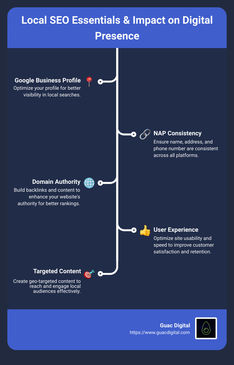 Local SEO essentials and their impact on digital presence - best local seo company infographic infographic-line-5-steps