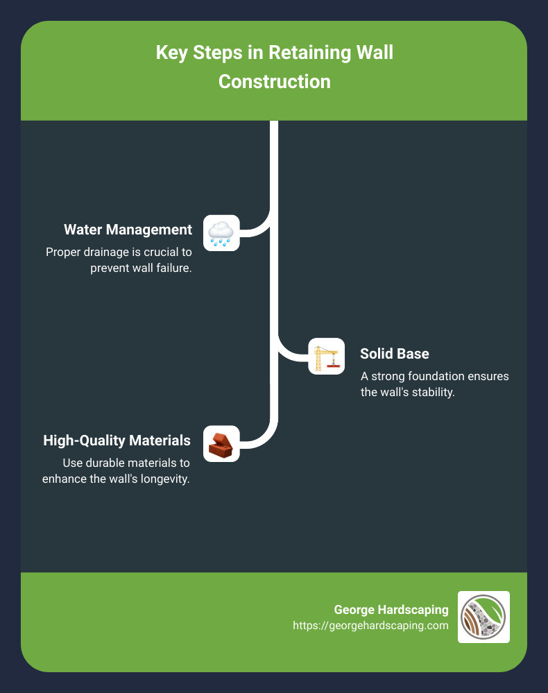 Key Steps in Retaining Wall Construction - block retaining wall construction infographic infographic-line-3-steps