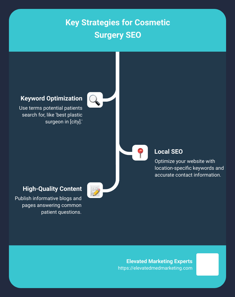 SEO tactics for cosmetic surgery clinics explained - cosmetic surgery SEO infographic infographic-line-3-steps SEO tactics for cosmetic surgery clinics explained - cosmetic surgery SEO infographic infographic-line-3-steps