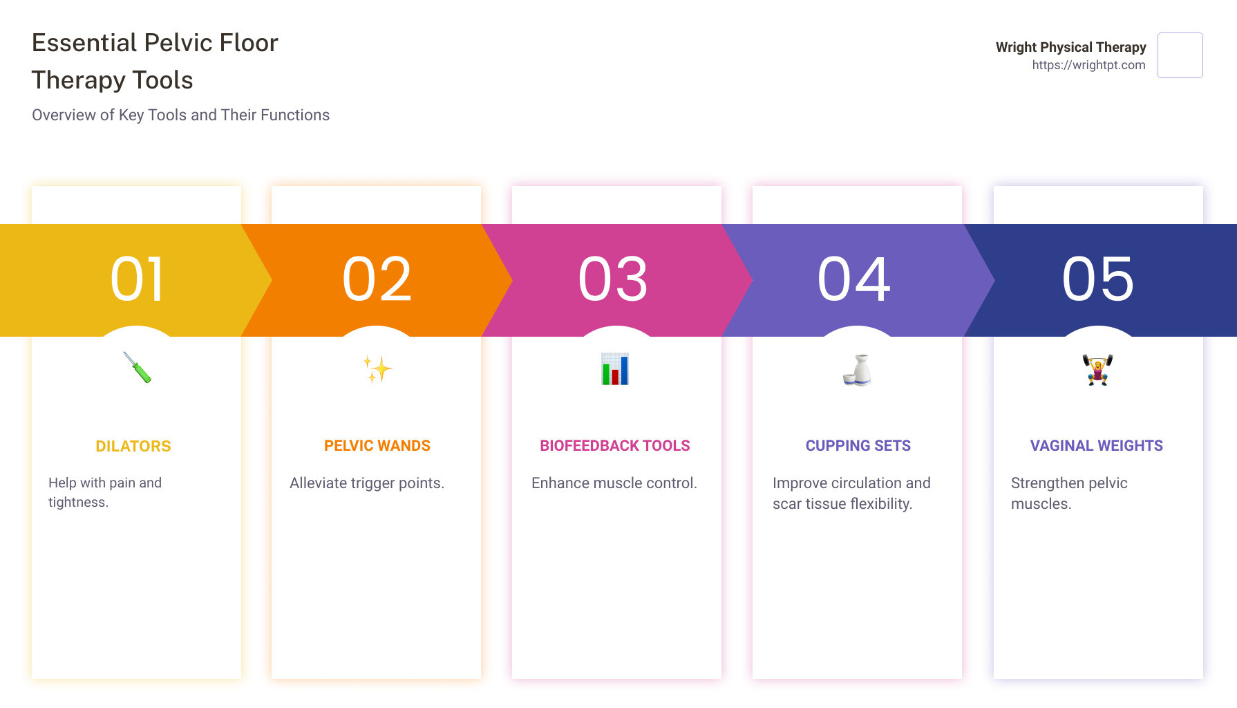 Pelvic Floor Therapy Infographic - pelvic floor therapy tools infographic pillar-5-steps