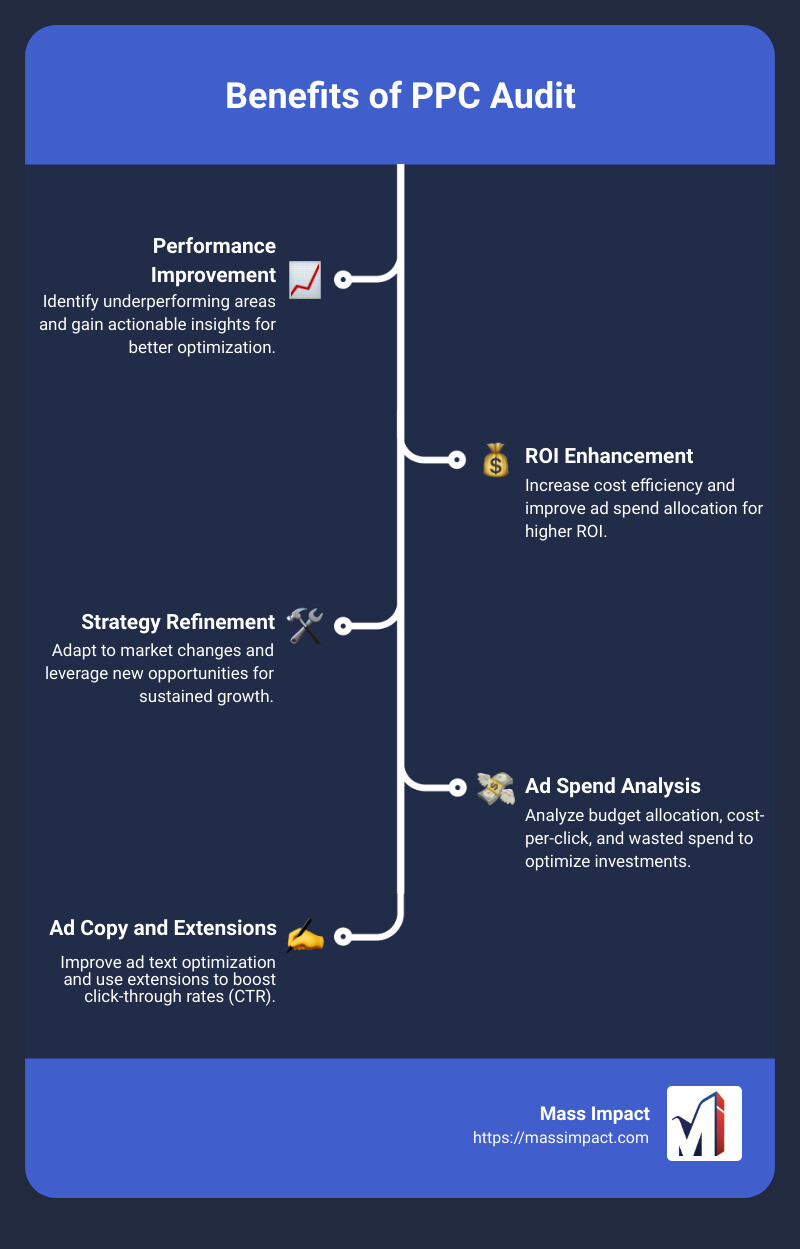 Benefits of PPC Audit - ppc audit service infographic infographic-line-5-steps