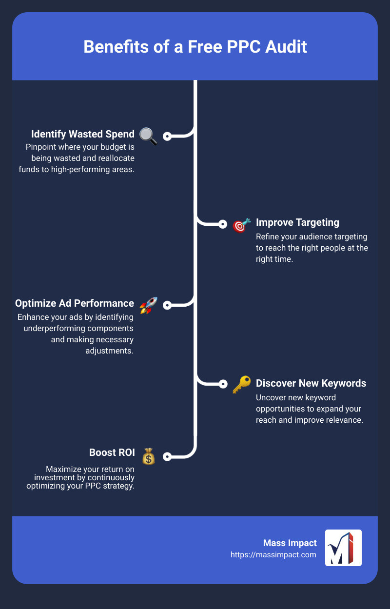 infographic about ppc audit benefits - free ppc audit infographic infographic-line-5-steps