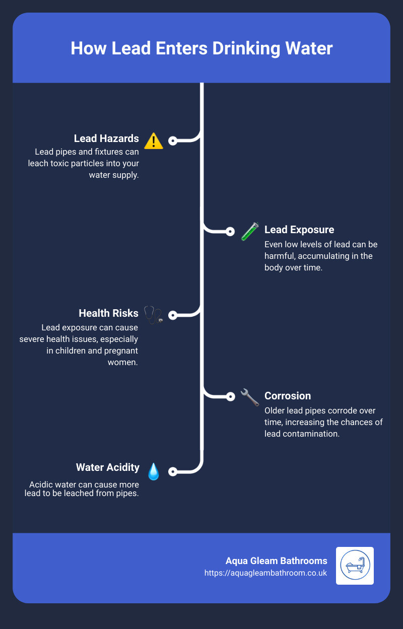 infographic of lead exposure risks from plumbing - exposed high quality plumbing pipe infographic infographic-line-5-steps