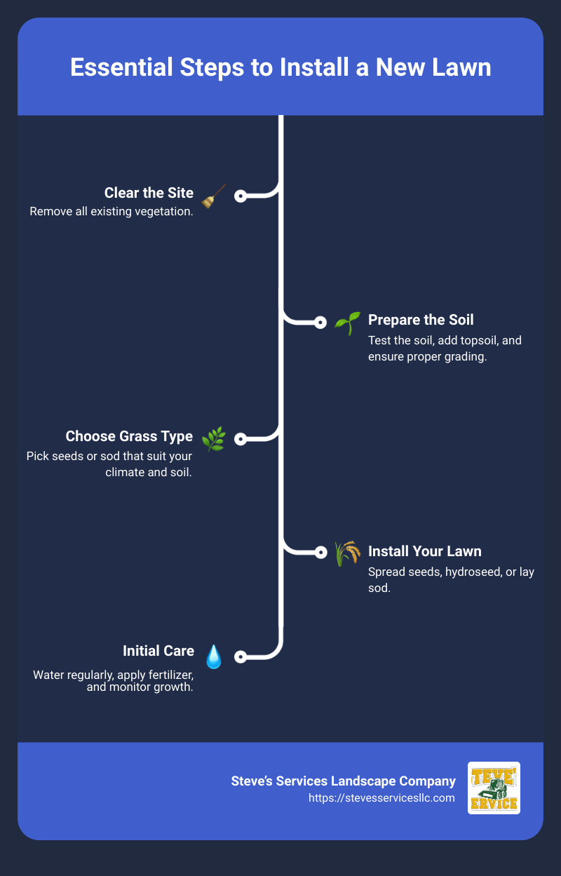 Lawn Installation Steps Infographic - how to install a new lawn infographic infographic-line-5-steps
