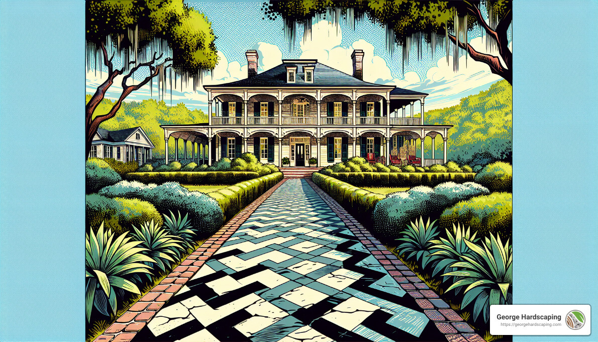 Herringbone walkway - large paver walkway ideas