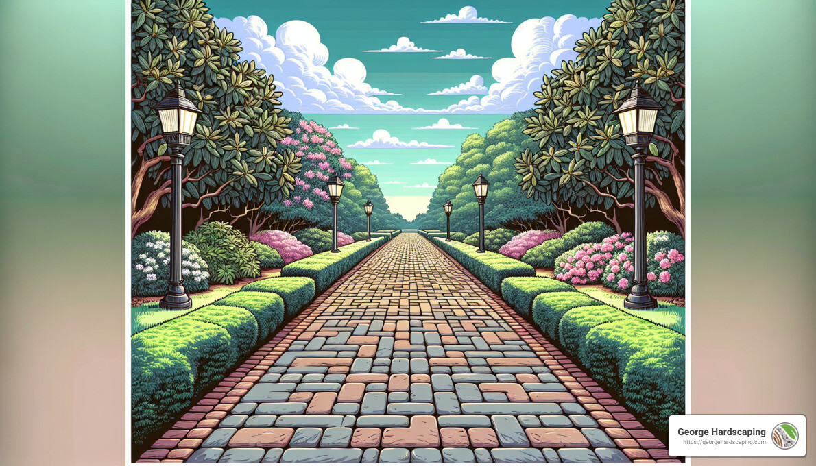 Staggered paver walkway - large paver walkway ideas