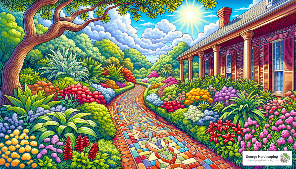 Mosaic paver walkway - large paver walkway ideas