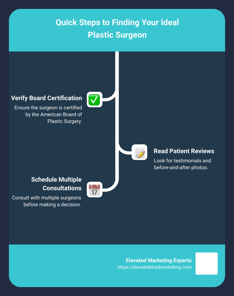 Quick Steps to Finding Your Ideal Plastic Surgeon - plastic surgery site infographic infographic-line-3-steps Quick Steps to Finding Your Ideal Plastic Surgeon - plastic surgery site infographic infographic-line-3-steps