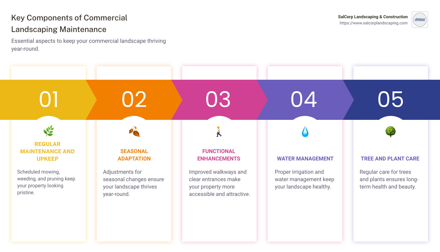 Components of Commercial Landscaping Maintenance Infographic - commercial landscaping maintenance infographic pillar-5-steps